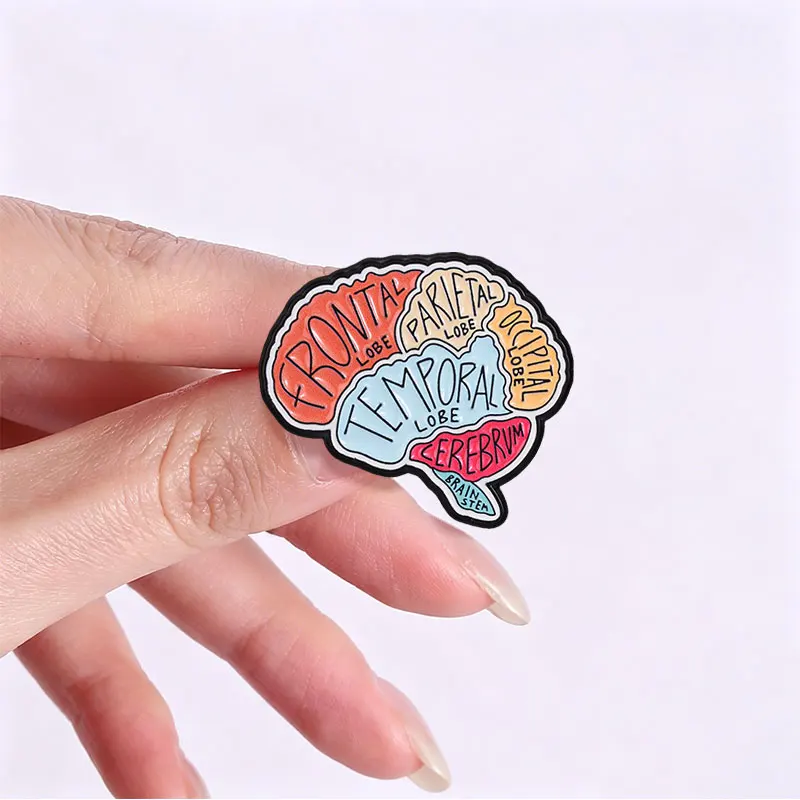 Brain Anatomy Lobes Cerebrum Stem Enamel Badge Science Education Diagram Alloy Pin Brooch Jewelry Gifts For Medical Student 4