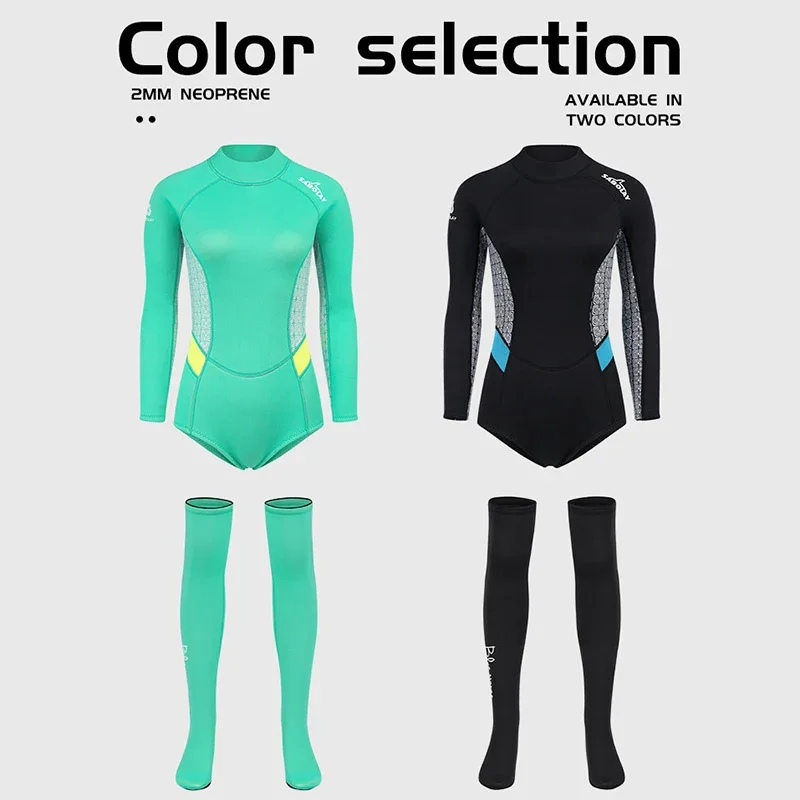 Woman Diver Diving Suit 2mm Neoprene Diving Equipment Pink Long Sleeve Bikini Swimsuit Women Korean Swimwear Free Shipping