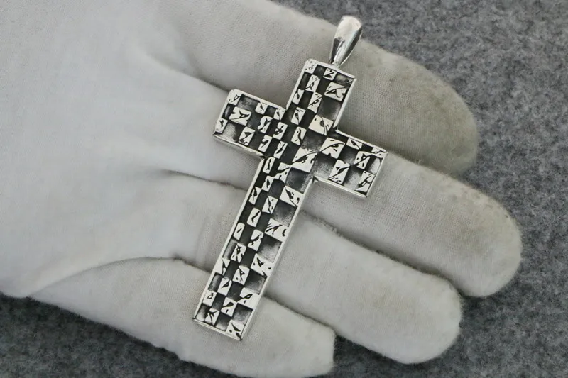 Punk Style Sterling Silver Cross Tombstone Pendant Personalized Necklace Pendant Vintage Thai silver trendy men and women's cool