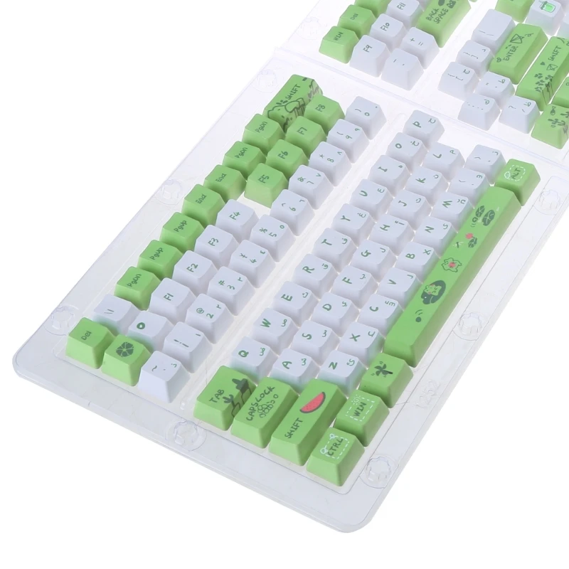 129 Keys Keycaps Set OEM Little DyeSubbed Cartoon Keycap for Mechanical Gaming Keyboard Keycap Diy Green