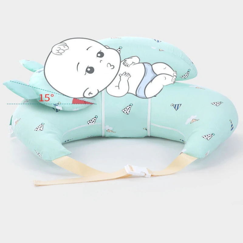 Almohada de lactancia ergonómica, cojín de alimentación de bebé con diseño antiastres, relleno de algodón en espiral de alta elasticidad, comodidad de apoyo suave