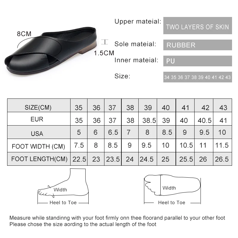 AIYUQI Slippers Women Summer Outer Wear New Genuine Leather Closed Toe Women Slippers Large Size Non-slip Slippers For Women