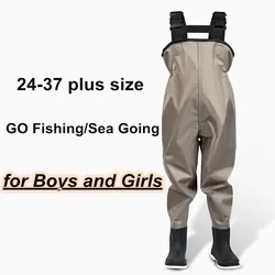 Children Wading Water Pants Boots Nylon PVC Waterproof Pants Sea Going Outdoor Fishing Pants Rain Shoes Kids Beach Pants