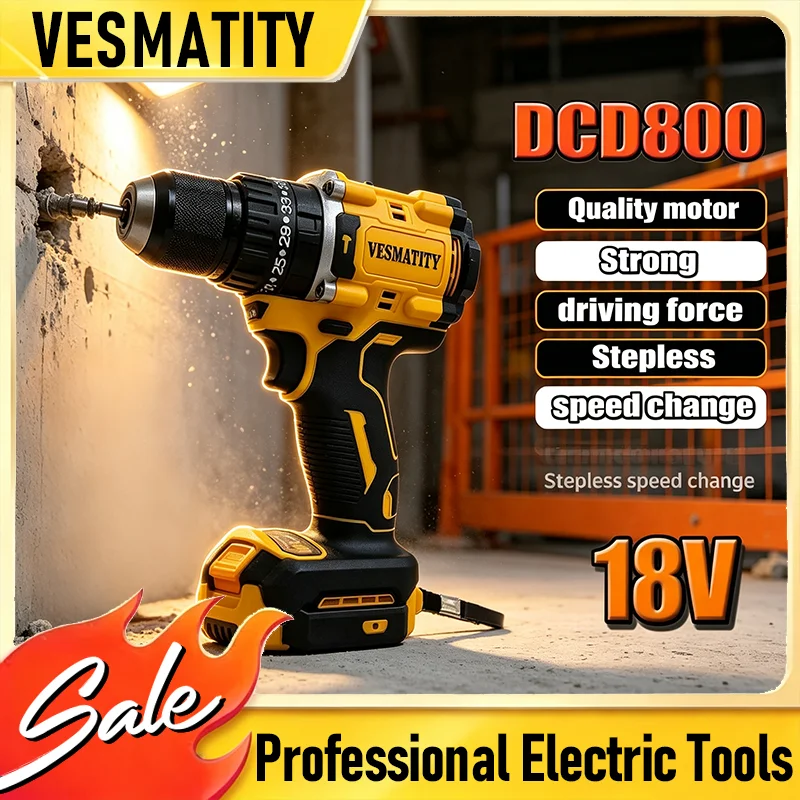 Original DCD800 2000RPM Cordless Impact Drill 1/2 Inch Brushless Electric Screwdriver Lithium Electric Tool For Dewalt Battery