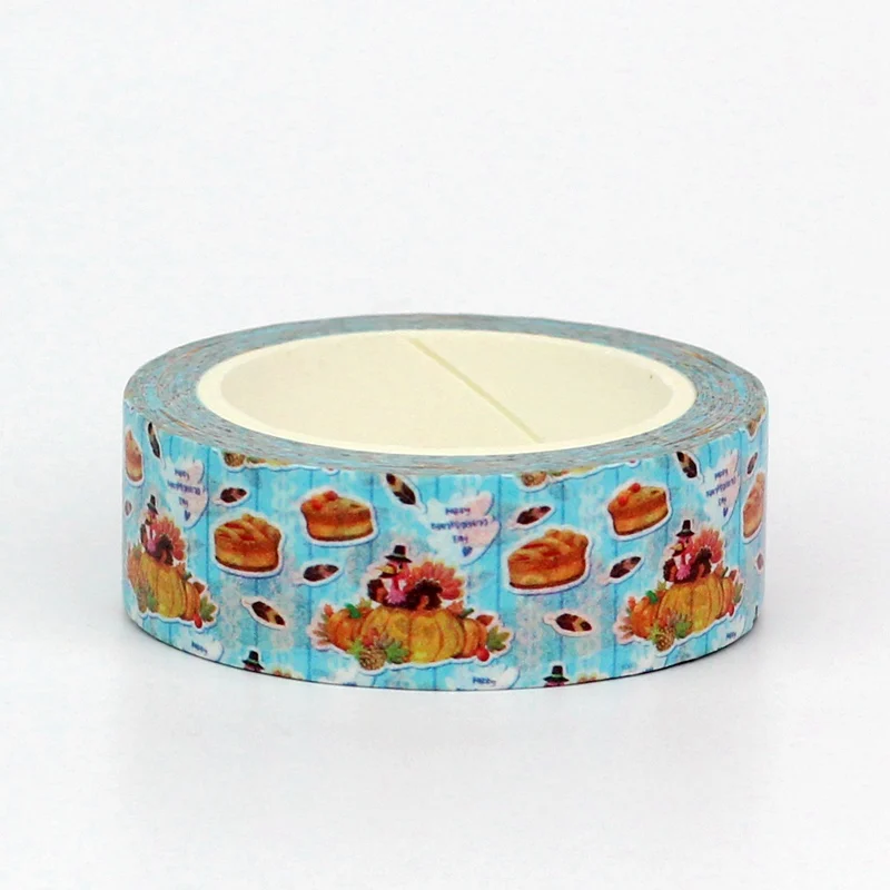 NEW 1X 10M Deco Thanks Giving Blue Pumpkin Pie Fall Washi Tape for Scrapbooking Planner Masking Tape Kawaii Papeleria