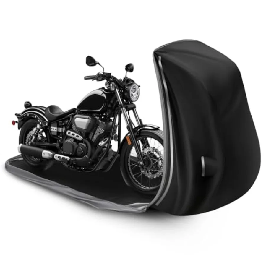 

Чехол для мотоцикла 96IN, полностью закрывающий, с усиленным дном из ткани Оксфорд 420D, всепогодная защита для улицы и помещения, черный