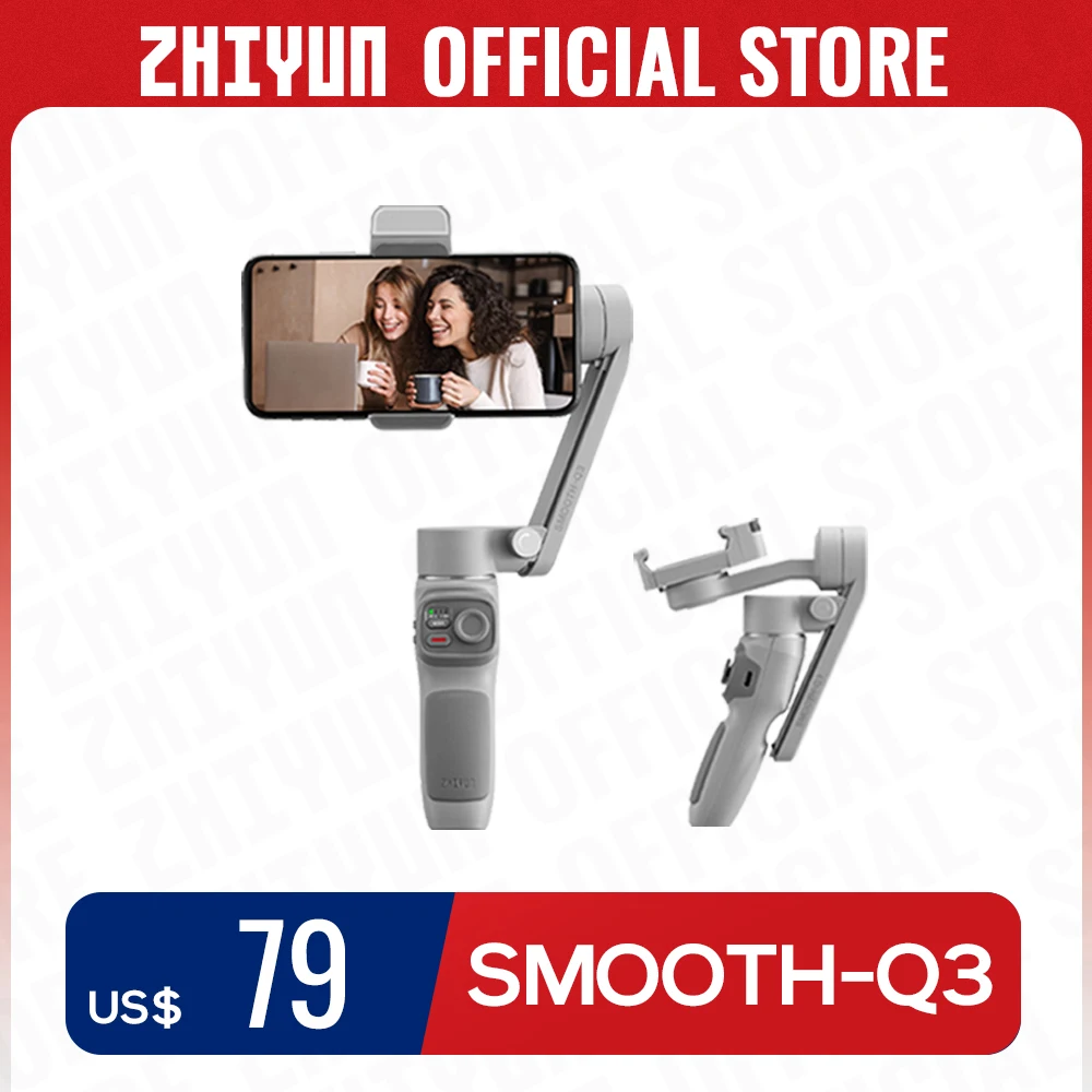 ZHIYUN Official SMOOTH Q3 Portable Phone Gimbal 3-Axis Handheld Stabilizer for iPhone 14 pro max /Huawei/Xiaomi