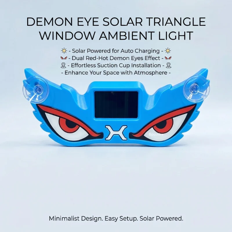 1Pc Car Solar Powered Devil Eye Warning Light, Rear Window LED Atmosphere Lamp Dynamic Decorative Light for Vehicle