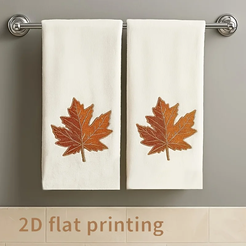 2 Maple Leaf Hand Towels - Red and White Canadian Maple Leaf Design Bathroom and Kitchen Towels