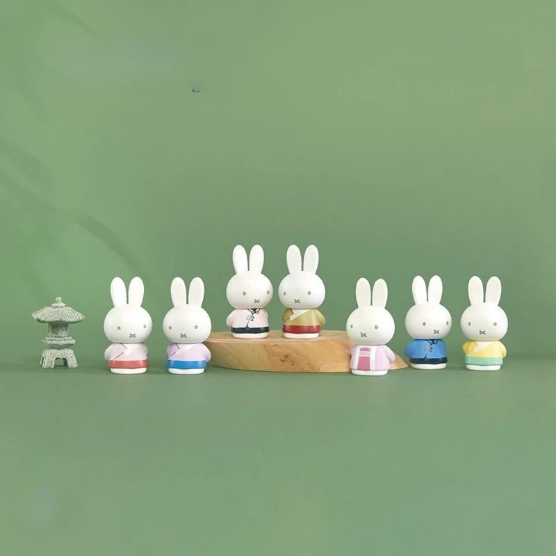 سلسلة Miffy Ancient Style صندوق أعمى لعبة عصرية تمثال هدايا محيطية، تماثيل لطيفة وحلي لسطح المكتب