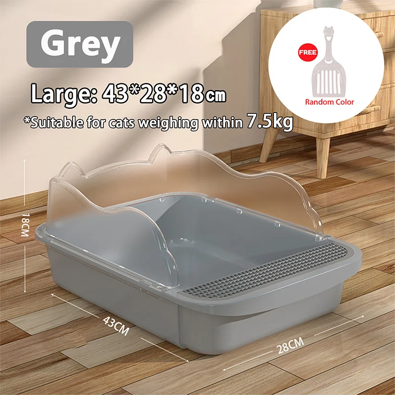 Open Cat Litter Box with High Side,Anti-Splashing Cats Litters Pan,Kiten Toilet with Litter Sifting Scoop,Semi-Enclosed Removabl