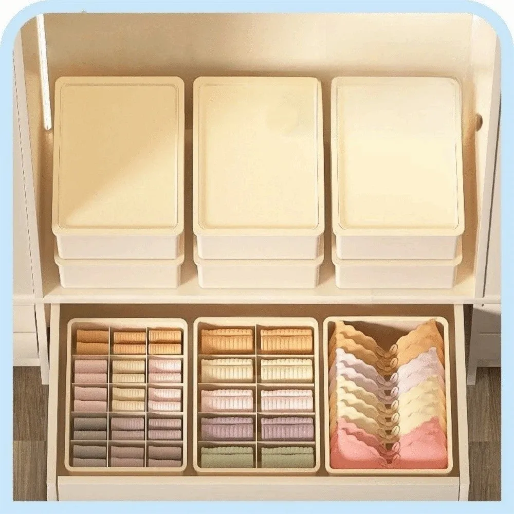 With Cover Underwear Storage Box Dustproof Stable Stacking Bra Drawer Organizer Multifunctional Socks Storage Box For Socks