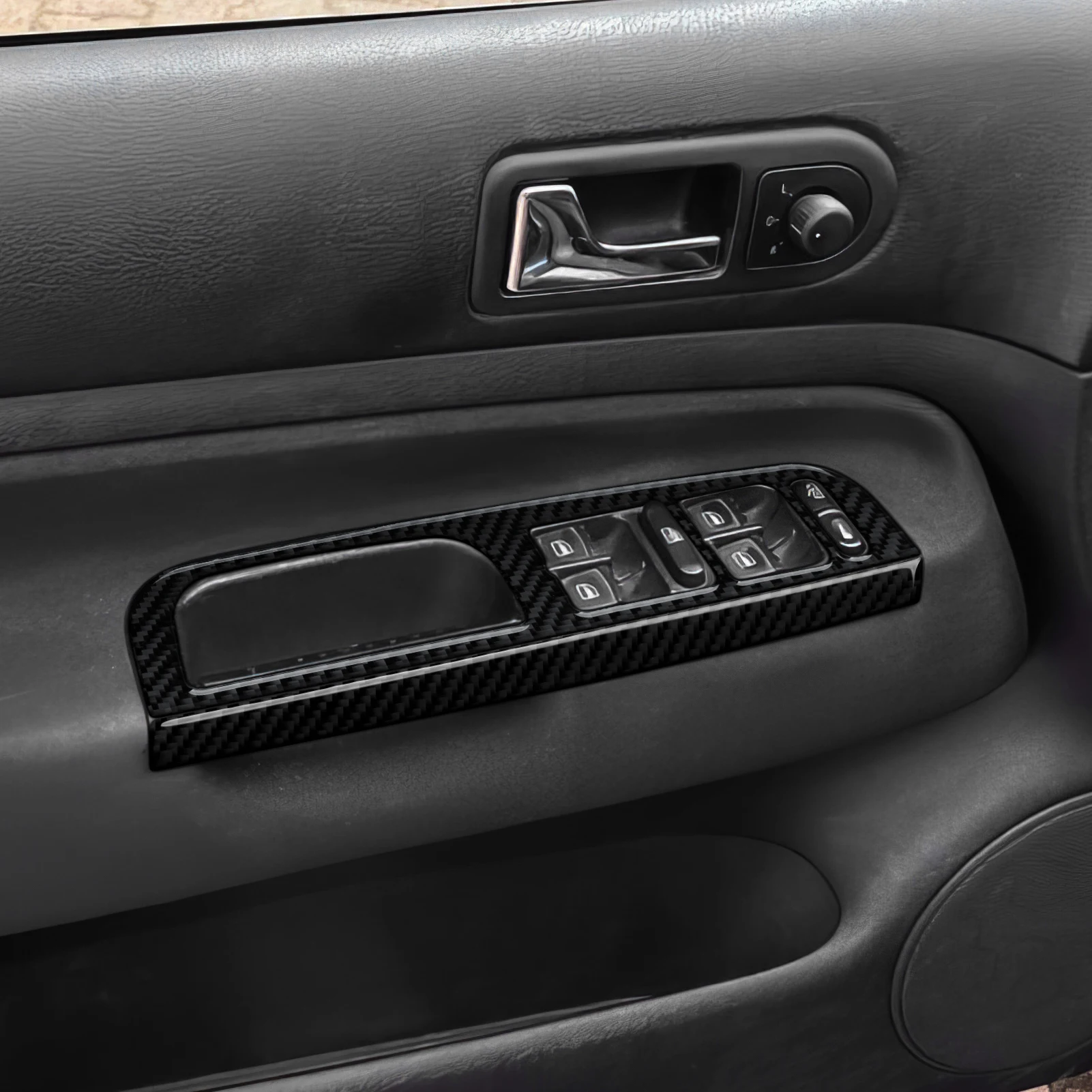 For VW Jetta A4 Bora Golf IV MK4 R32 GTI Variant (1997-2005) Trim, Car Window Lift Switch Panel, Carbon Fiber Interior Sticker. - view 3