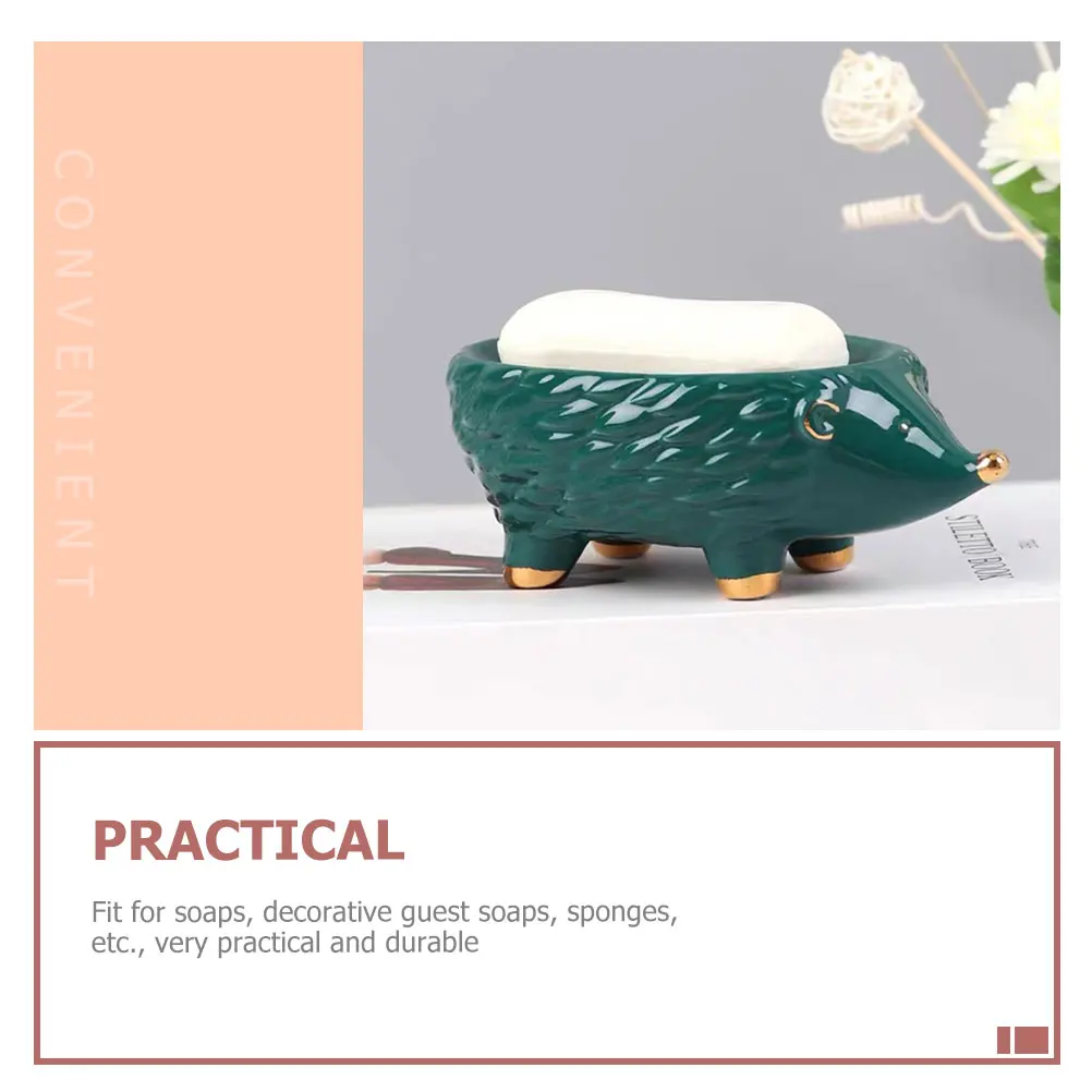 

Ceramic Hedgehog Soap Container Cartoon Style Storage Bracket Home Decor Gift Ceramic Hedgehog Soap Box