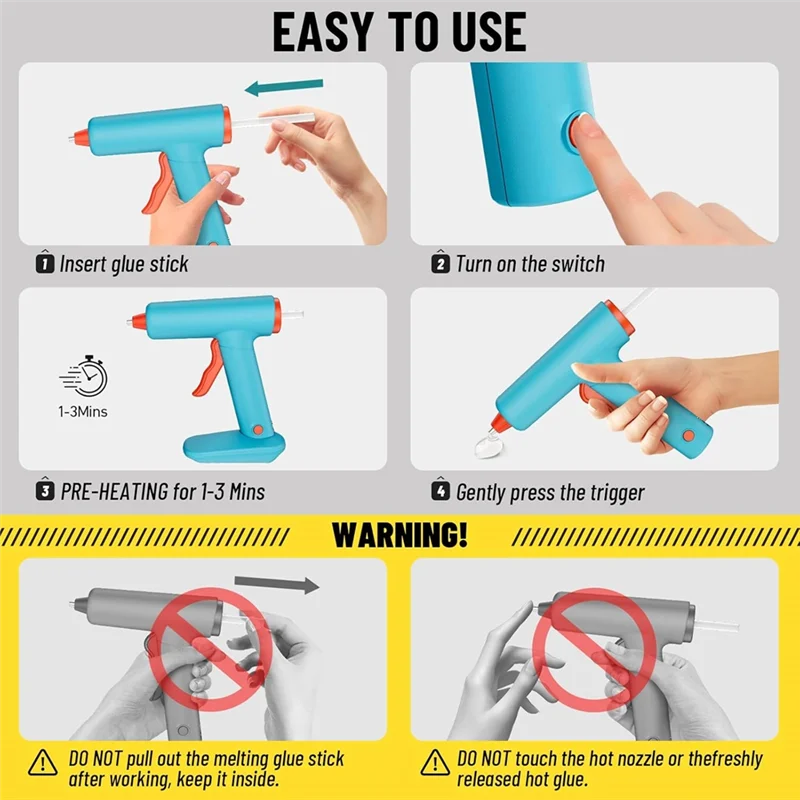 

ABSS-Hot Glue Gun,90S Fast Heating,Glue Gun And Sticks Set With 2600Mah Type-C Rechargeable 30 Premium Glue Sticks,For Crafts