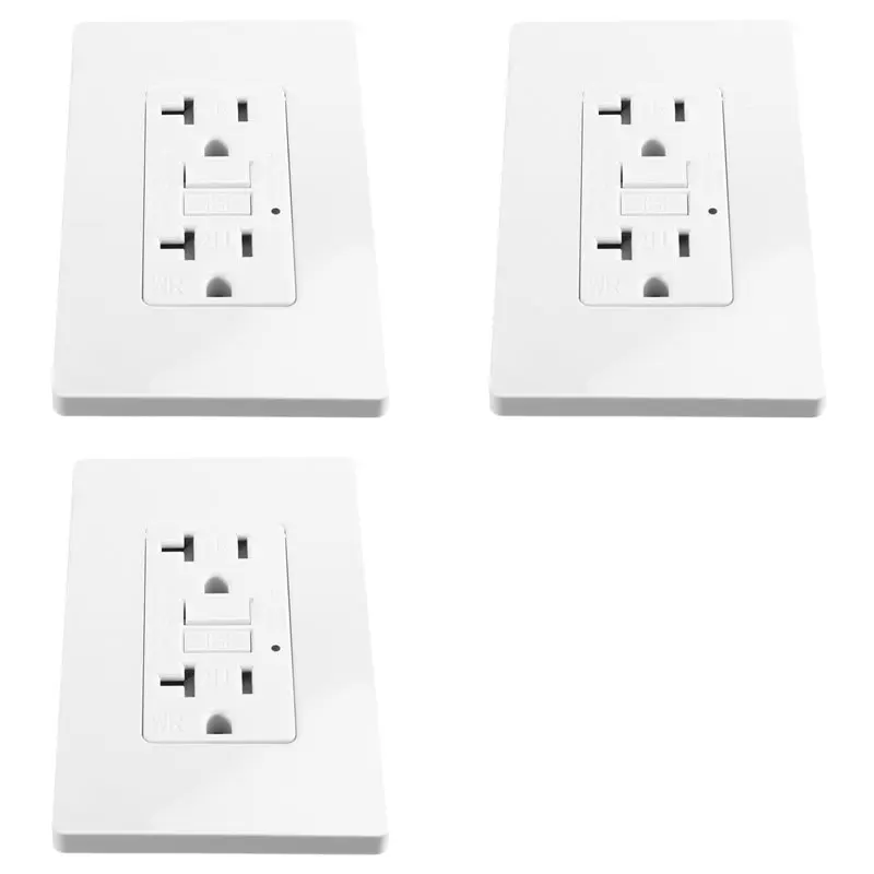 

【ALLOWANCE】3X GFCI Outlets 20 Amp, Outdoor Weather Proof (WR), Ground Fault Circuit Interrupter, Screwless Wallplate Included