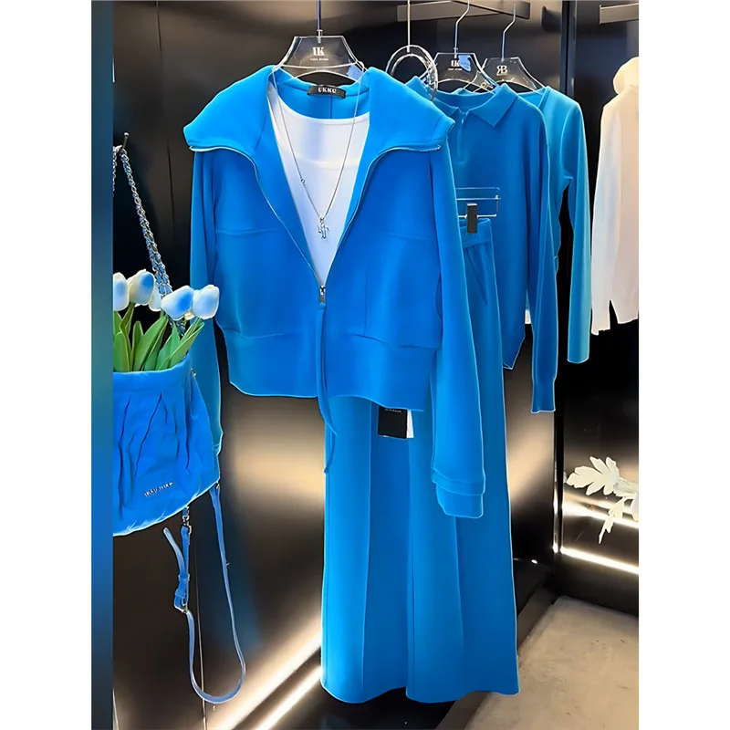 

Повседневные спортивные толстовки, костюм, женские брючные комплекты, весна-осень 2023, модная высококачественная фиолетовая трендовая одежда из двух предметов, одинаковая одежда