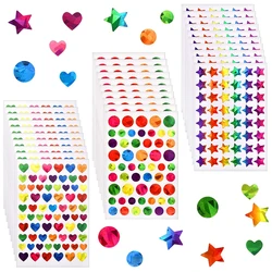 Small Stars Dot Hearts Stickers for Kids Reward Sparkly Holographic Glitter Foil Stickers Behavior Reward Chart DIY Decoration