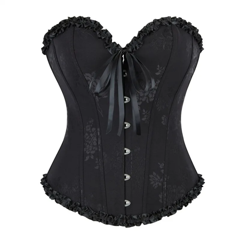 Corset Tops for Women Sexy Push-up Bustier Floral Intersperse Corset Waist Slimming Body Shapewear Black 2025 XS-XXL