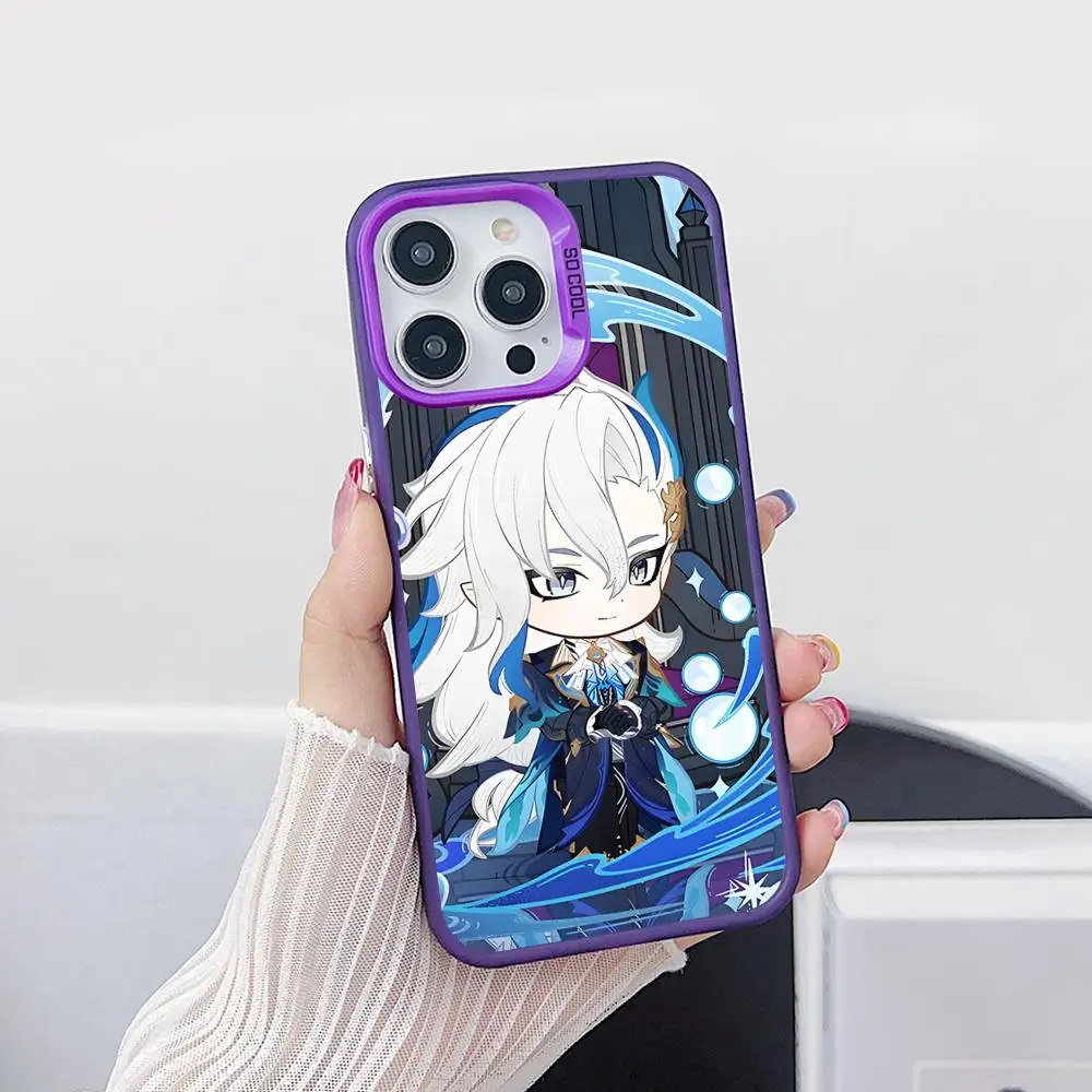

Game GI Neuvillette Purple Translucent Mobile Phone Case for iPhone 17 16 15 14 13 12 11 X XR XS 8 7 Air Pro Max Plus Colorful