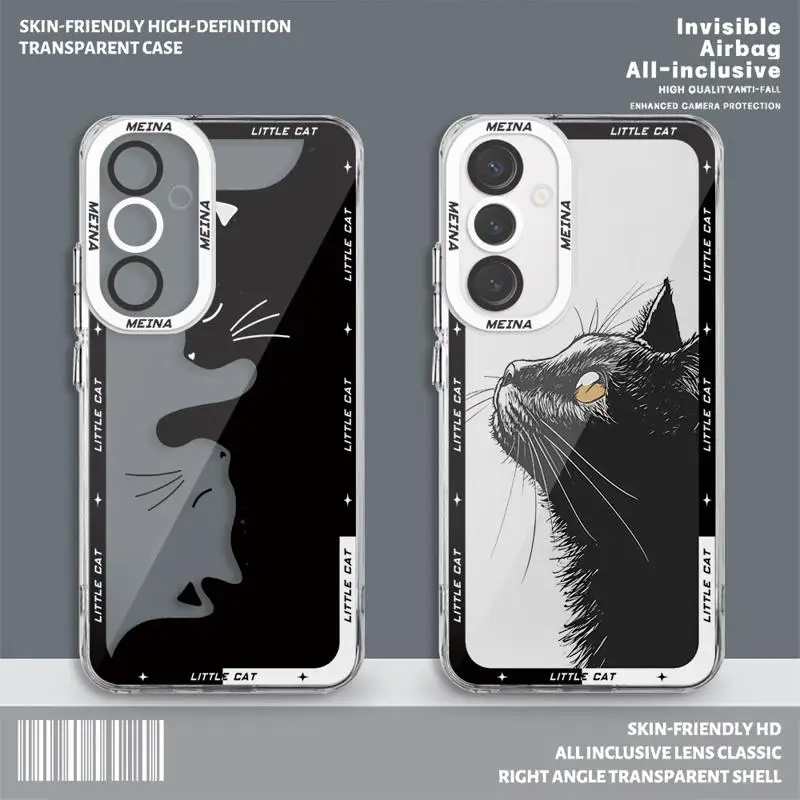 Transparent Soft Case for Samsung Galaxy A35 A55A53 A54 A73 A34 A33 A25 A24 A13 A14 A15 5G Bread Cat Cover