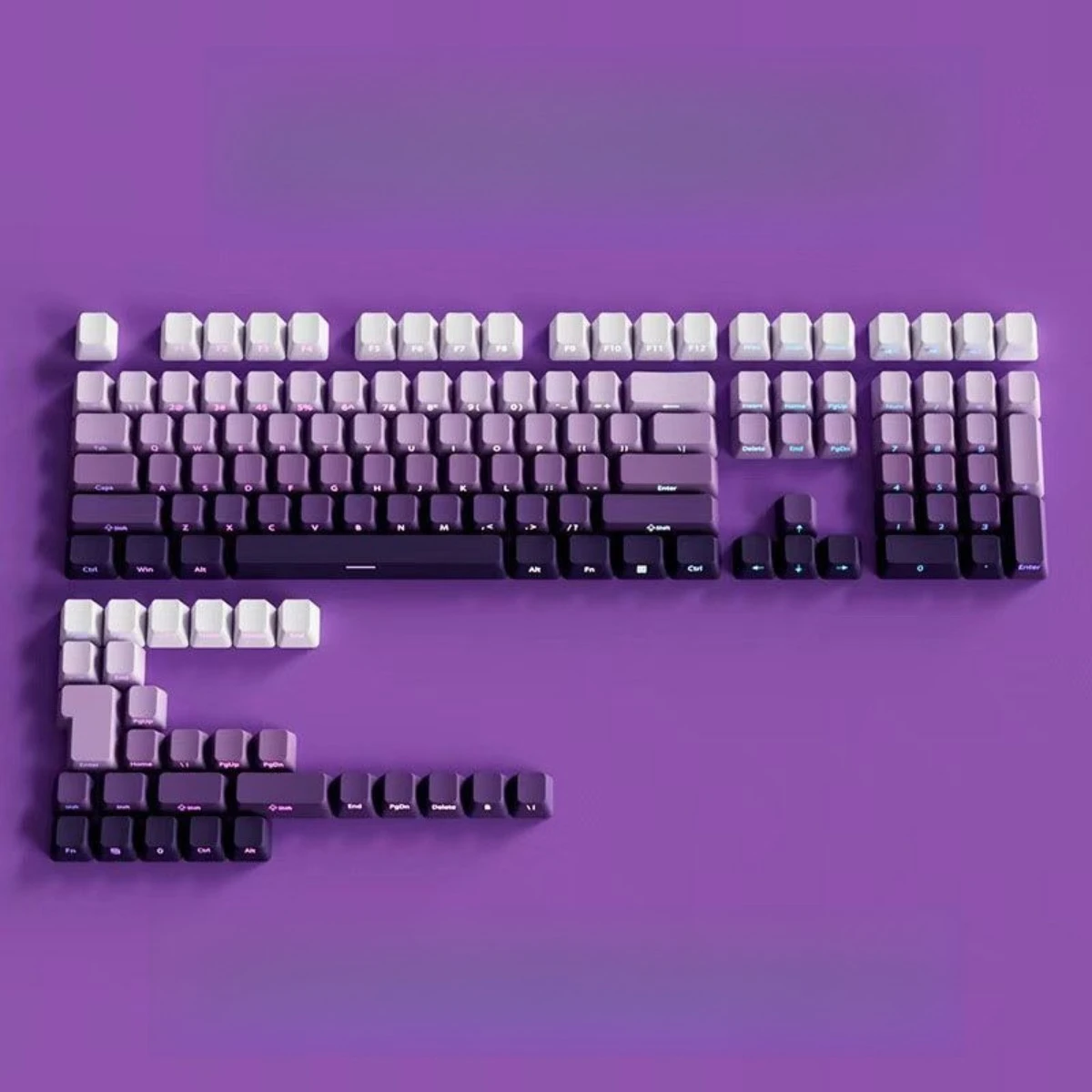 Colorful Gradient Side Print Keycaps PBT Double Shot CHERRY Profile 130 Keys Cap MX Switch Keyboard