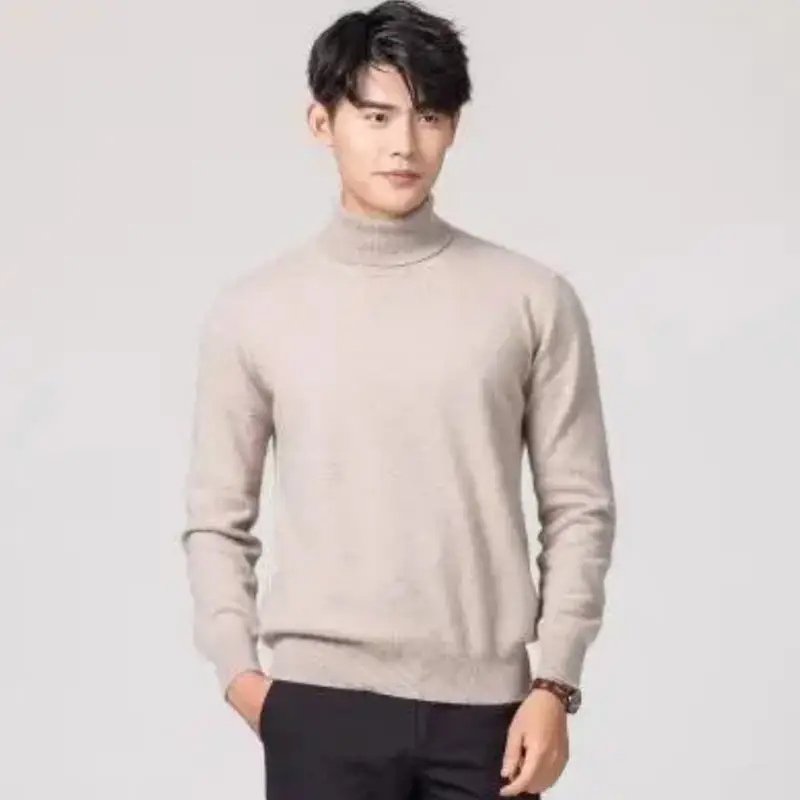 Cashmere Cotton Blend Turtleneck Men Sweater 2024 Autumn Winter Daily High Collar Jumper Jersey Hombre Pull Homme Knit Pullovers