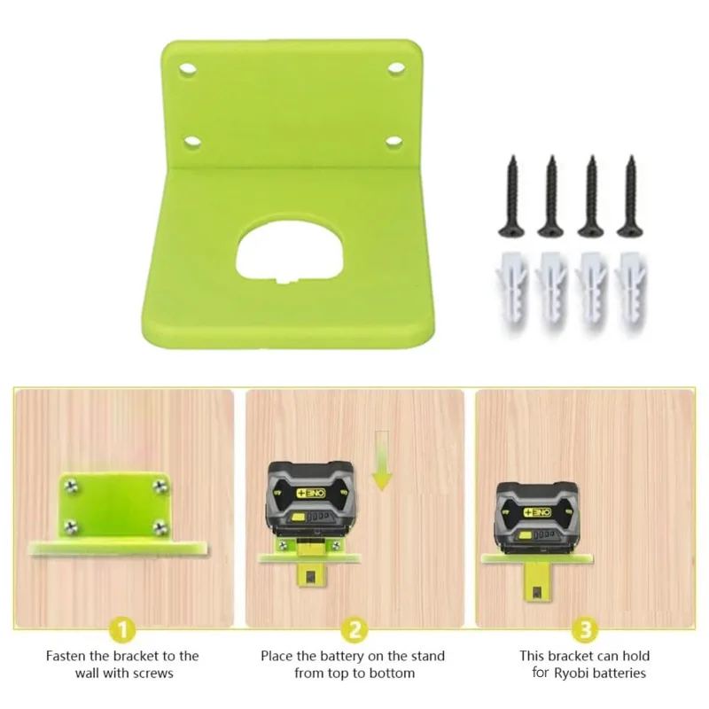 Mount for Ryobi 12V 14.4V 18V Li-ion Battery Wall Hook Holder Easy Access Storage for Ryobi Power Tool Batteries Bracket