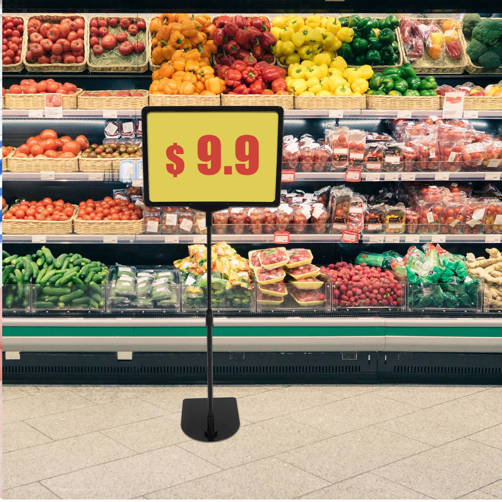 1Set Floor Sign Holder Sleek Aluminum Alloy Display Stand for Supermarket Trade Shows Price Tag Holder