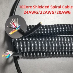 10Core Spring Spiral Shielded Cable 24AWG 22AWG 20AWG 0.2mm2 -0.5mm2 Telescopic Wire Stretchable Wire Shrinkable Shielded Cable