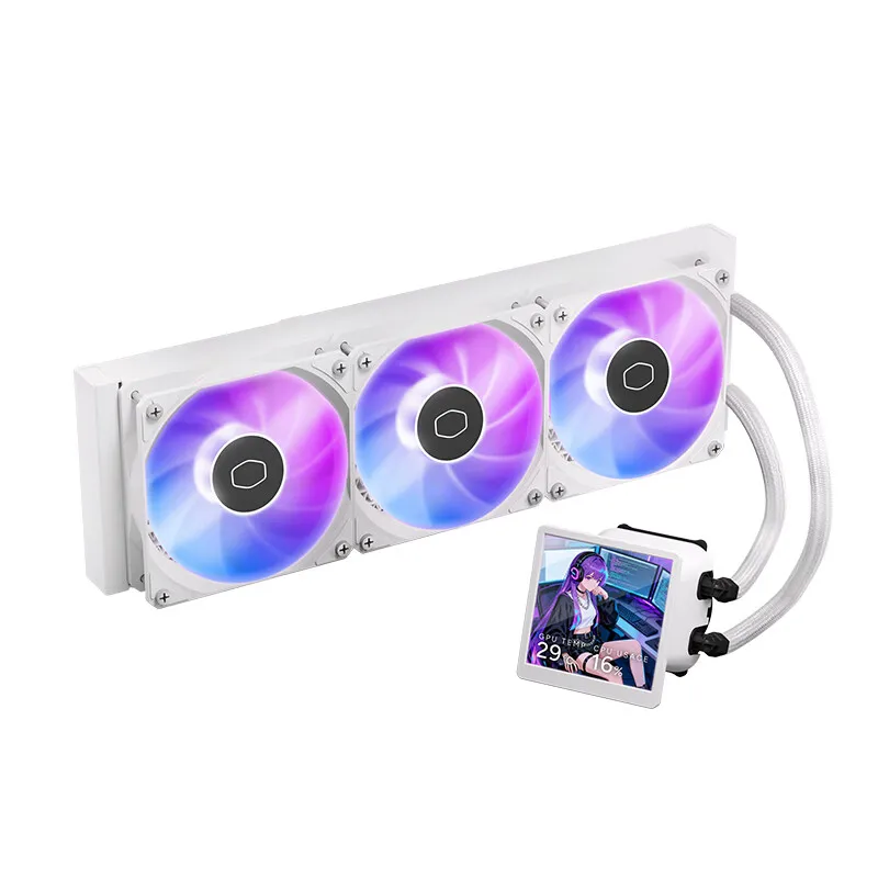 Coolermaster B360 LCD 360 WHITE Water Cooling Radiator Liquid Cooler Computer Case 3pin/4pin ARGB LED Fluid Bearing Mute Design