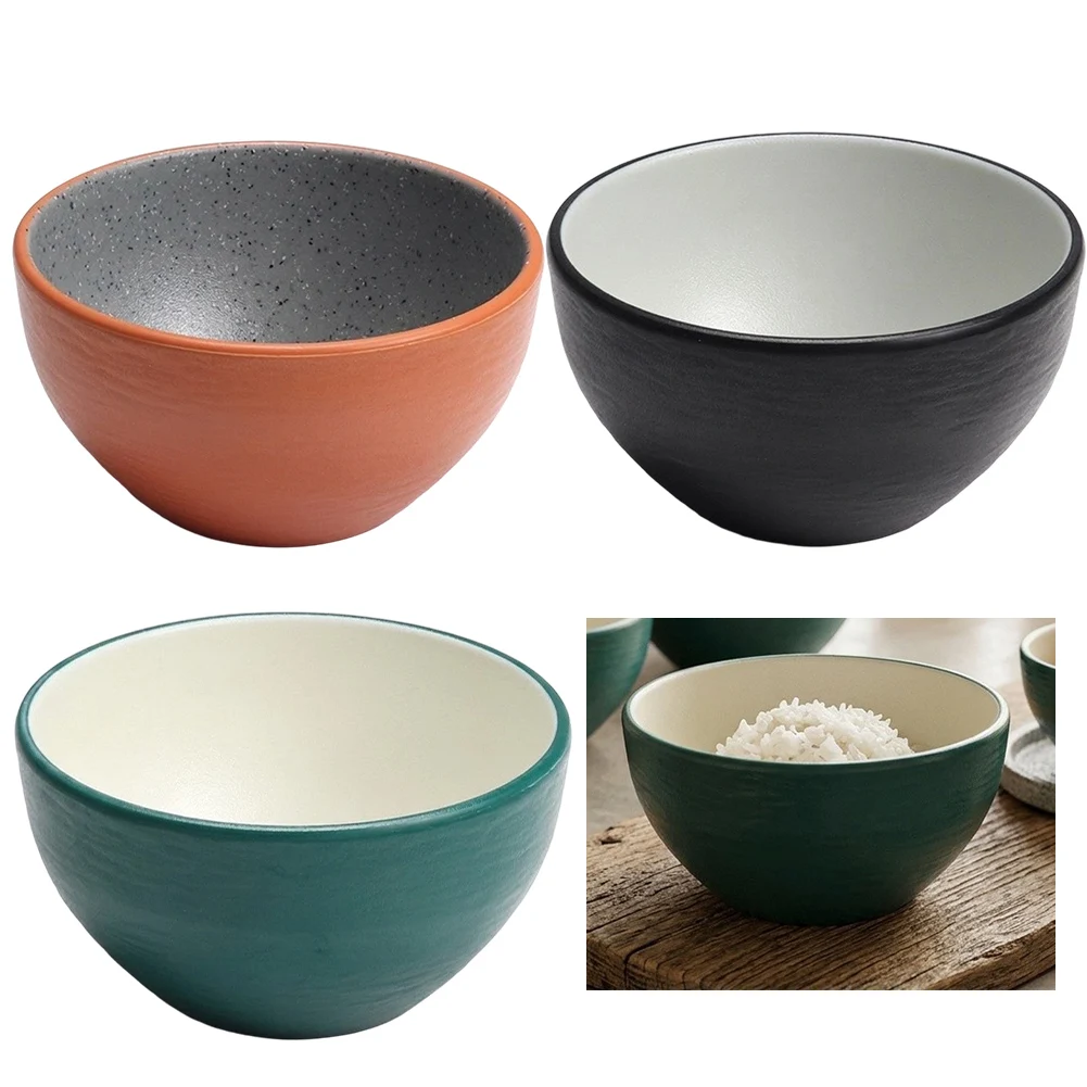 Set of 4 Matte Finish Melamine Soup Bowls 330ml Capacity for Individual Portions of Rice Porridge and Side Dishes