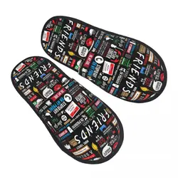 Custom Funny TV Show Friends Collage Soft Memory Foam House Slippers Women Cozy Warm Anti-skid Sole Slipper