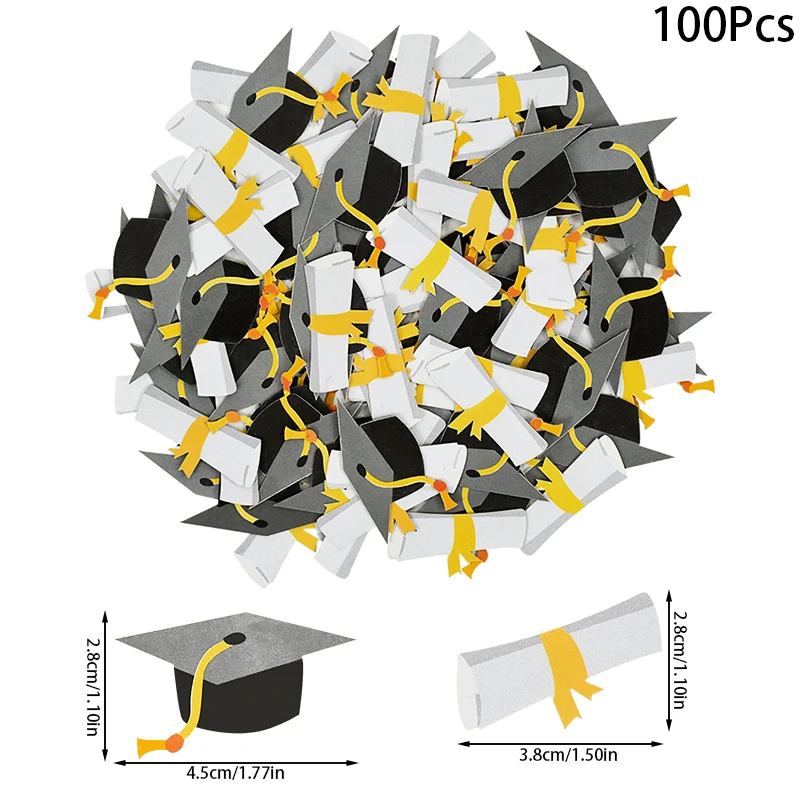 100 pz/lotto coriandoli di carta per berretto di laurea per decorazioni per feste di laurea 2024 congratulazioni per la scuola forniture per la