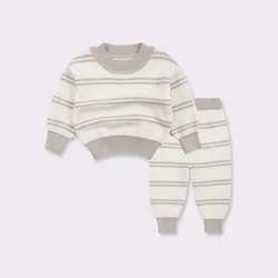 Winter Newborn Baby Girl Boy Clothes Set O-neck Long Sleeves Top + Pants Costume Knit Sweater Spring and Autumn Costume Suit