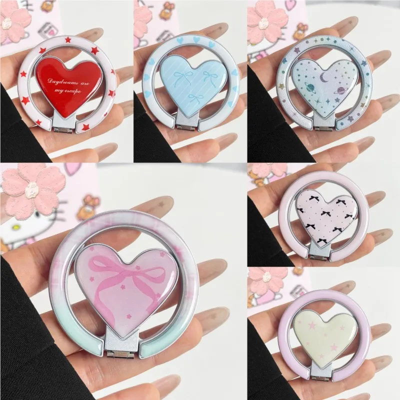 Korean fashion Kawaii Assorted Heart For Magnetic Phone Ring Foldable Kickstand for iPhone Samsung MagSafe For girls women