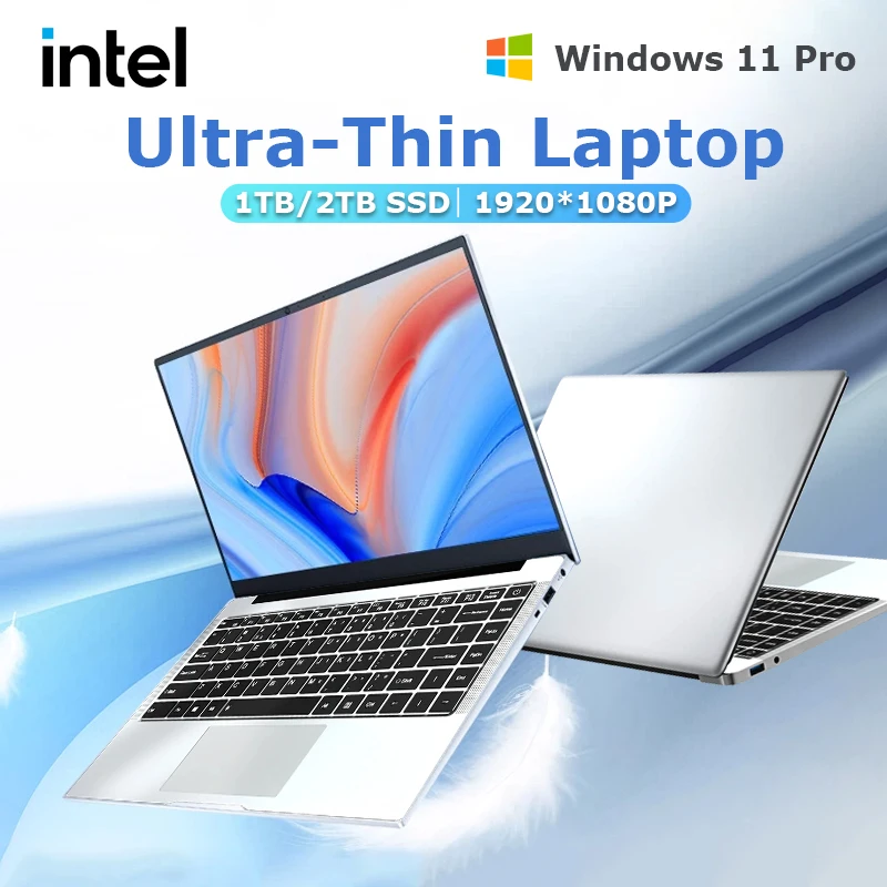 แล็ปท็อป Windows 11 Pro ขนาด 14.1 นิ้ว บางเฉียบ คอมพิวเตอร์โน้ตบุ๊ก Intel Atom A3950 RAM 12GB SSD 1TB/2TB  ความละเอียด 1080P HD สำหรับทำงาน ออฟฟิศ และเรียน