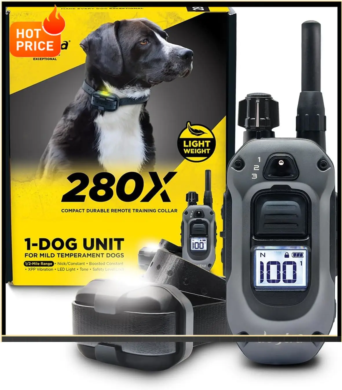 

BestsellerBestseller280X E-Collar with Remote [New Edition] 10 lbs+, 1/2 Mile Range, LED Light, 100 Levels of Precise Control fo