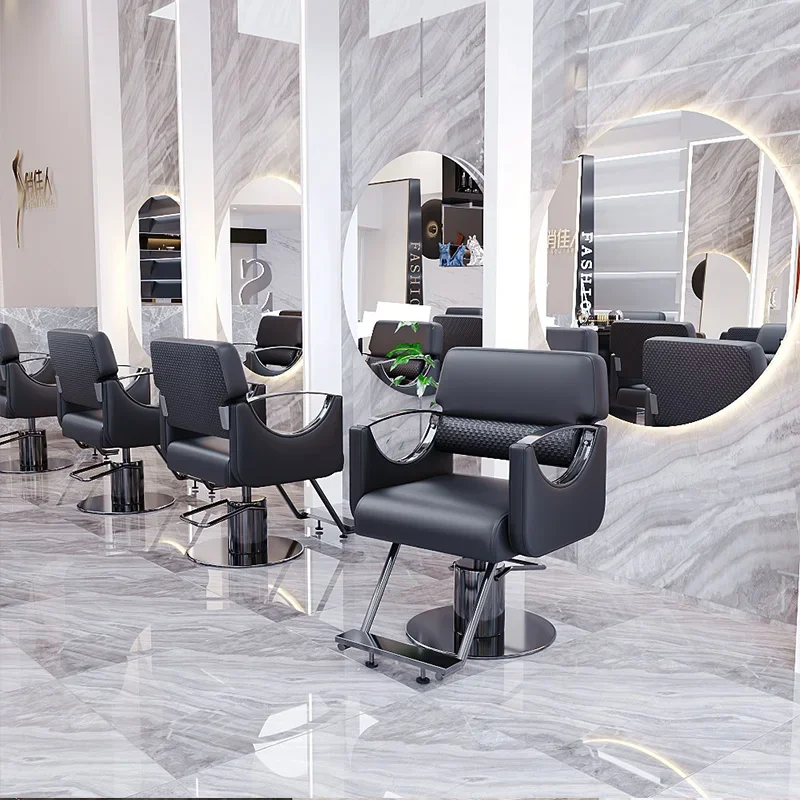 

-Для современного элегантного парикмахерского кресла, поворотного дизайна из нержавеющей стали, профессионального салонного стула, высота, современные аксессуары для парикмахера Sillas De Barberia