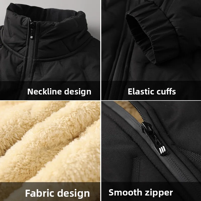 Jaket Pria Musim Dingin Berlapis Kapas, Model Longgar Kasual Kerah Tegak, Pakaian Luar Remaja, Model Panjang Biasa