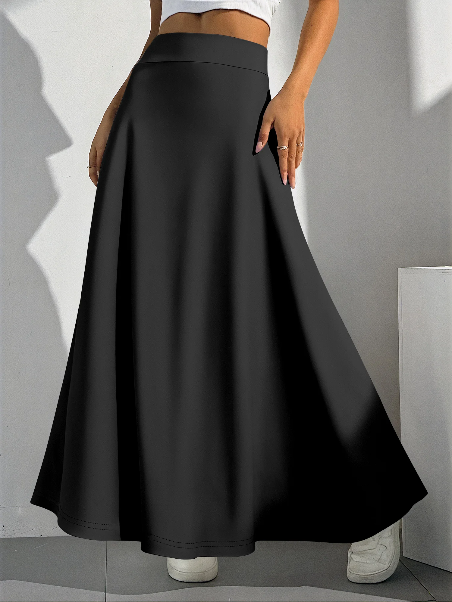 

Office Ready! High Waist Mermaid Maxi Skirt, Flowy Hem, Stretchy Fabric, Professional & Elegant,Ideal For Work&After-Work Events