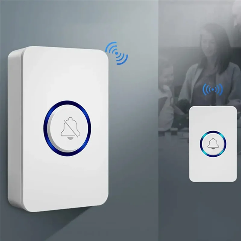 Adjustable Door Chime Remote Control Intelligent Door Bells Household Battery Powered Doorbell Multipurpose US Plug-ABLI