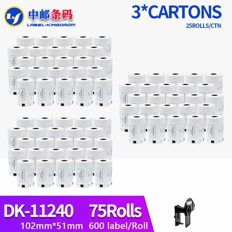 

75 Refill Rolls Compatible DK-11240 Label 102mm*51mm 600Pcs for Brother Thermal Printer QL-1050/1060 White Paper DK-1240