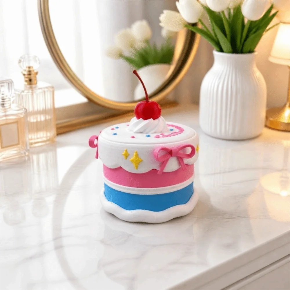 Cartoon Cake Shaped Jewelry Box Multi-Layer Multi Grid Storage Case Desktop Multi-Layer Compartment Ring Storage Case
