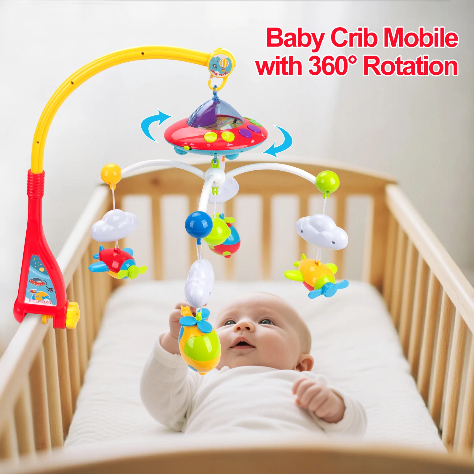 Musical Baby Crib Mobile with 108 Melody Lights Projection for Newborn Mobile for Crib Toys for Infants Remote Control Crib Toys