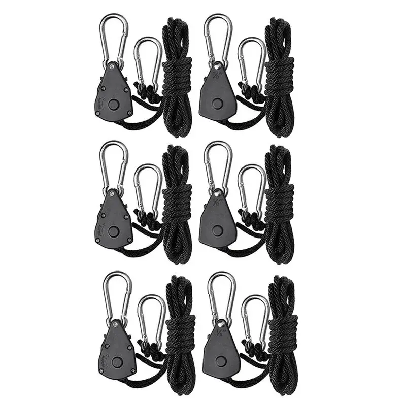 Y42A-24Pcs 1/8 Inch Heavy-Duty Adjustable Growth Light Ratchet Rope Hanger, Used For Gardening Of Growing Lamps