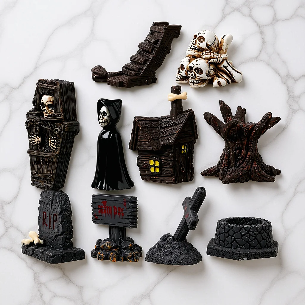 

10Pcs Small Halloween Resin Decorations Creative Mini Statues for Themed Parties Window Sill Displays Craft Arrangements