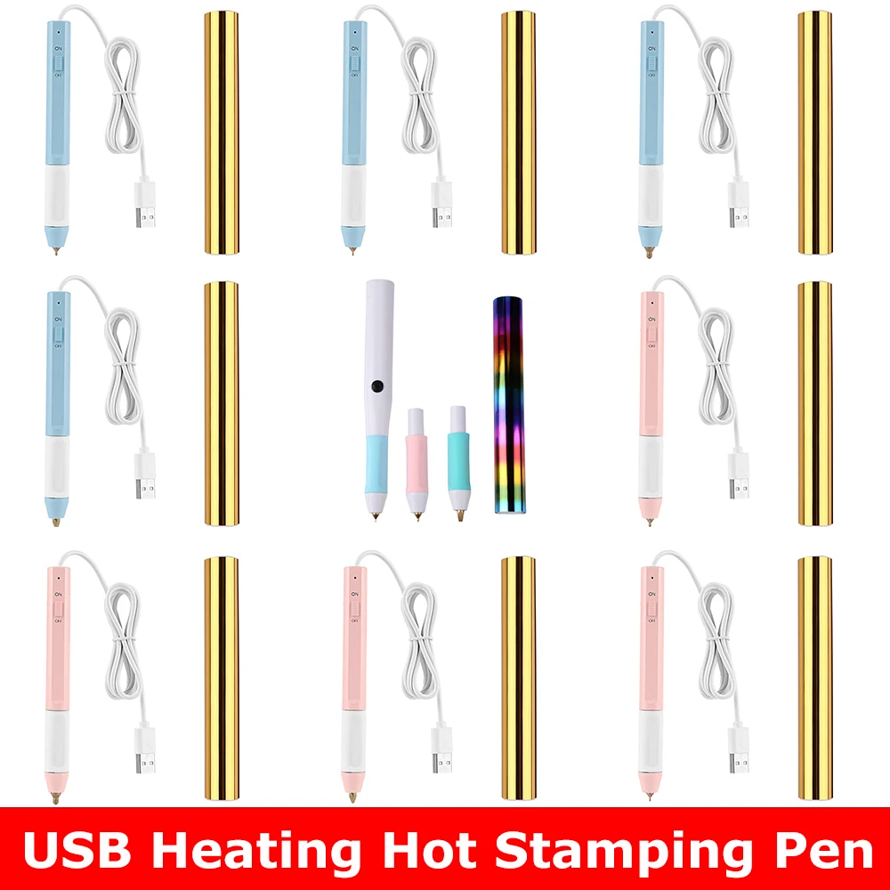 Various Nib Heat Foil Pen with Foil Roll USB Heat-resistant Grip Pen DIY Calligraphy Lettering Personal Customize Paper Craft