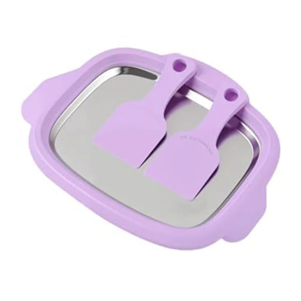 Create Homemade Rolled Ice Cream Yogurt and Sorbet with This Stainless Steel Ice Cream Maker for kit Featuring Tray and Scrapers