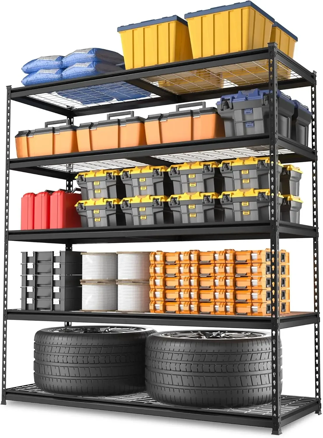 5-Tier Metal Shelving Unit, 48”W x 24”D x 72”H, Heavy Duty Adjustable Garage Shelving, 4000 lbs Load Capacity (Total),